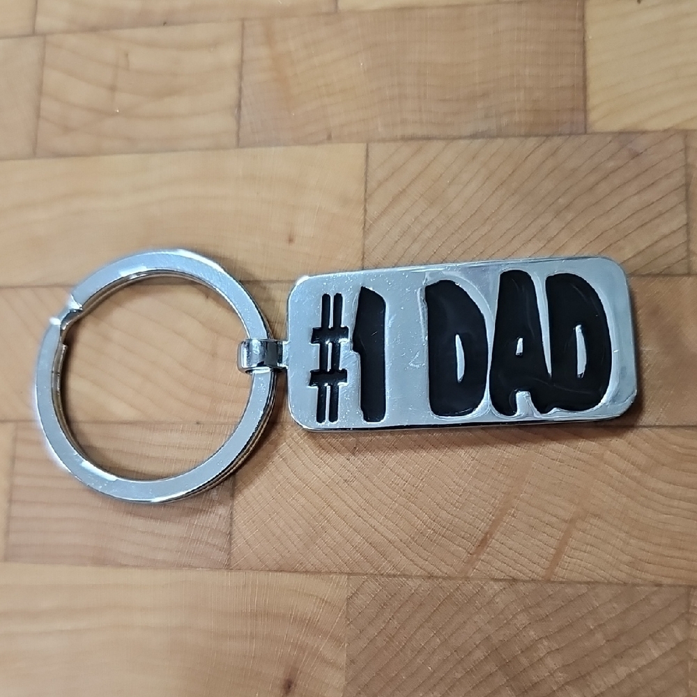 Silver #1 Dad Keychain